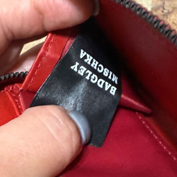 BADGLEY MISCHKA Red Croco Embossed Short Wallet Red /Vegan Leather - Picture 7 of 14